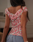 Top Liberty à fleurs rose