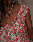 Top Liberty à fleurs rose