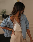 Veste femme en jean bleu clair en coton Melly (vue 4)