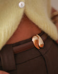 Ceinture femme marron en cuir fine à fermoir doré (vue 4)
