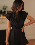 Combi short femme noir fermeture asymétrique du col (vue 2)