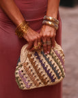 Pochette Isla beige en raphia et chaîne dorée (vue 4)