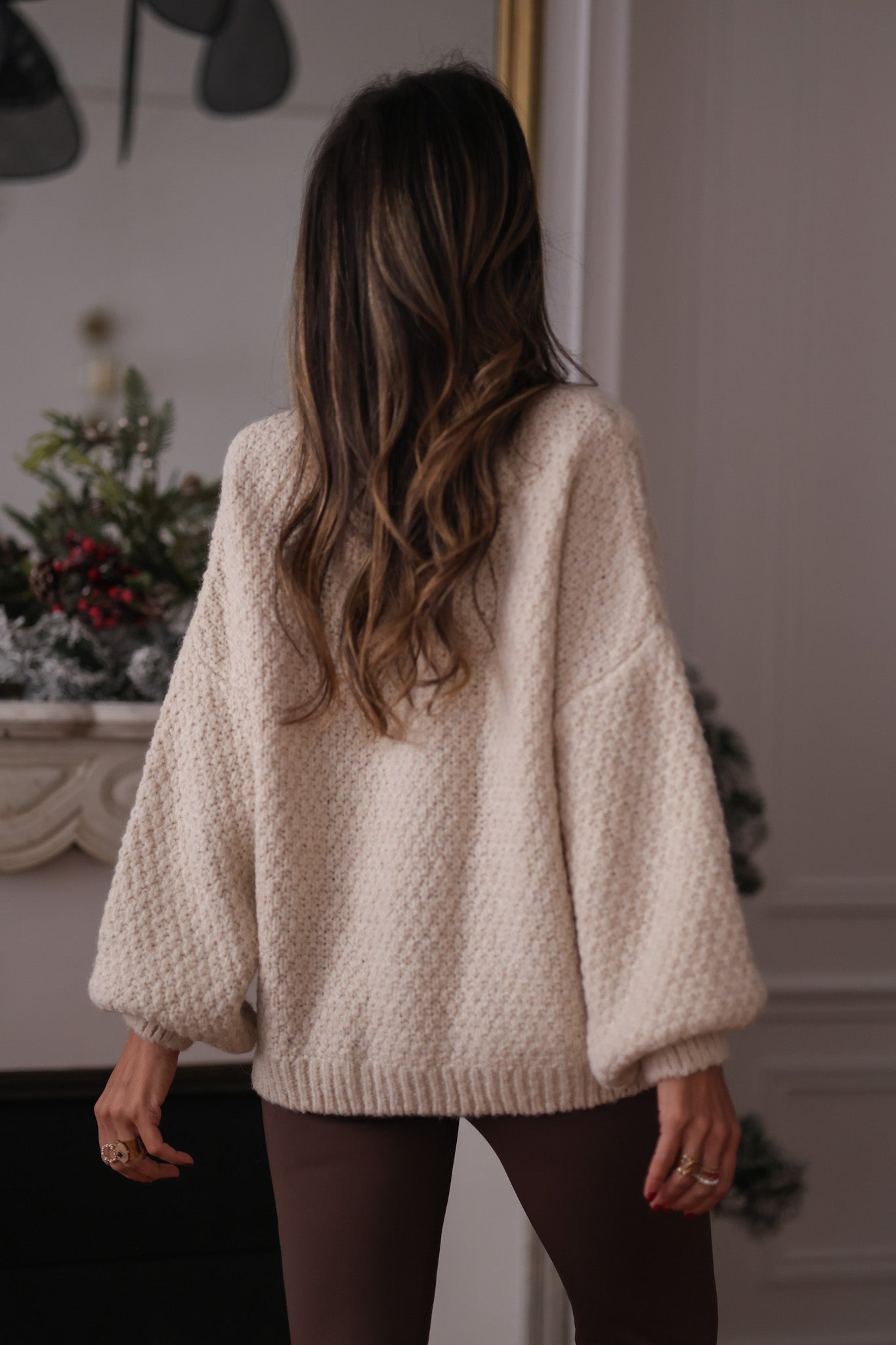 Pull Collynn torsadé beige
