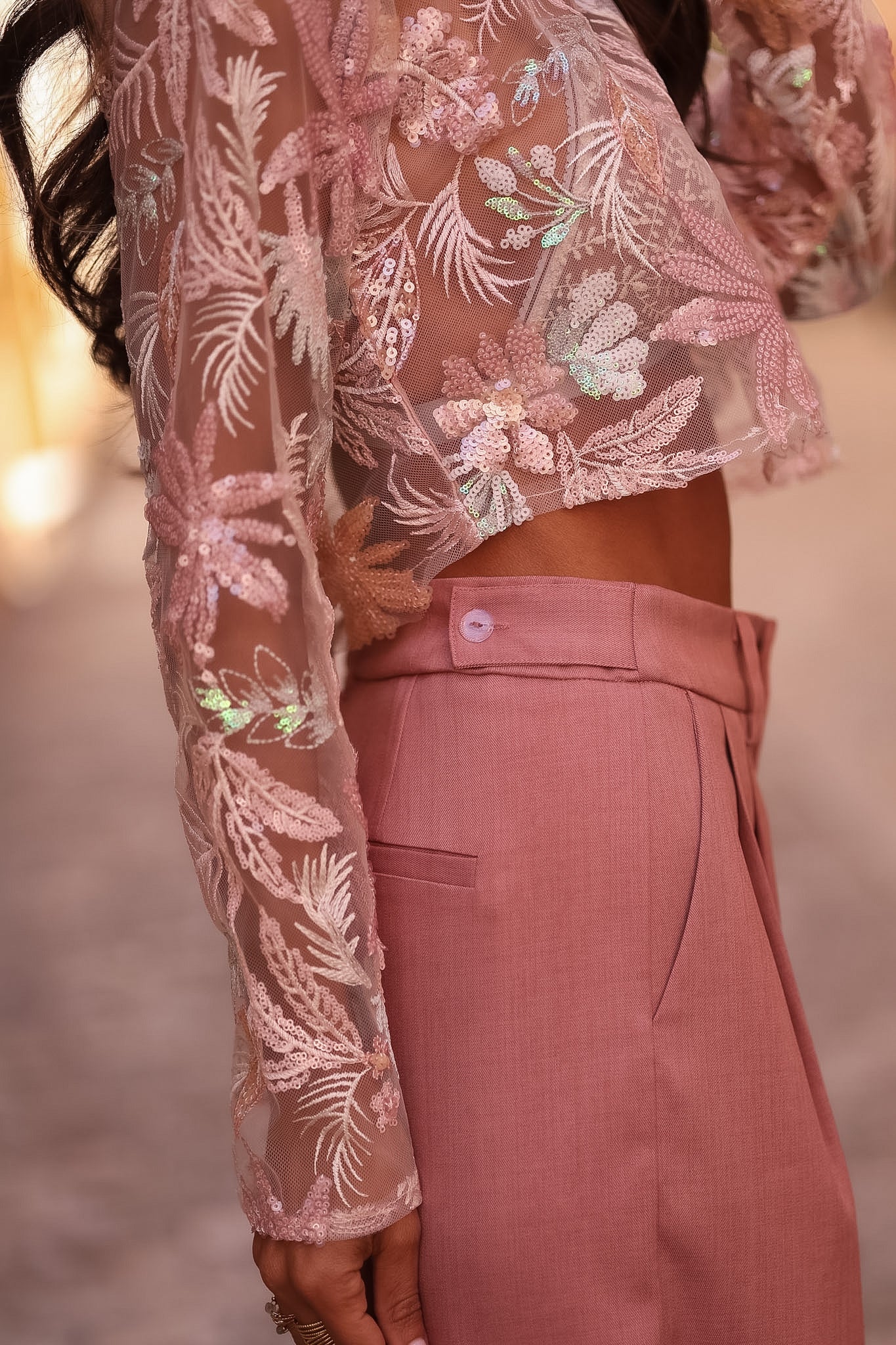 Pantalon Rafael rose terracotta, coupe large à pinces (vue 3)