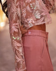 Pantalon Rafael rose terracotta, coupe large à pinces (vue 3)