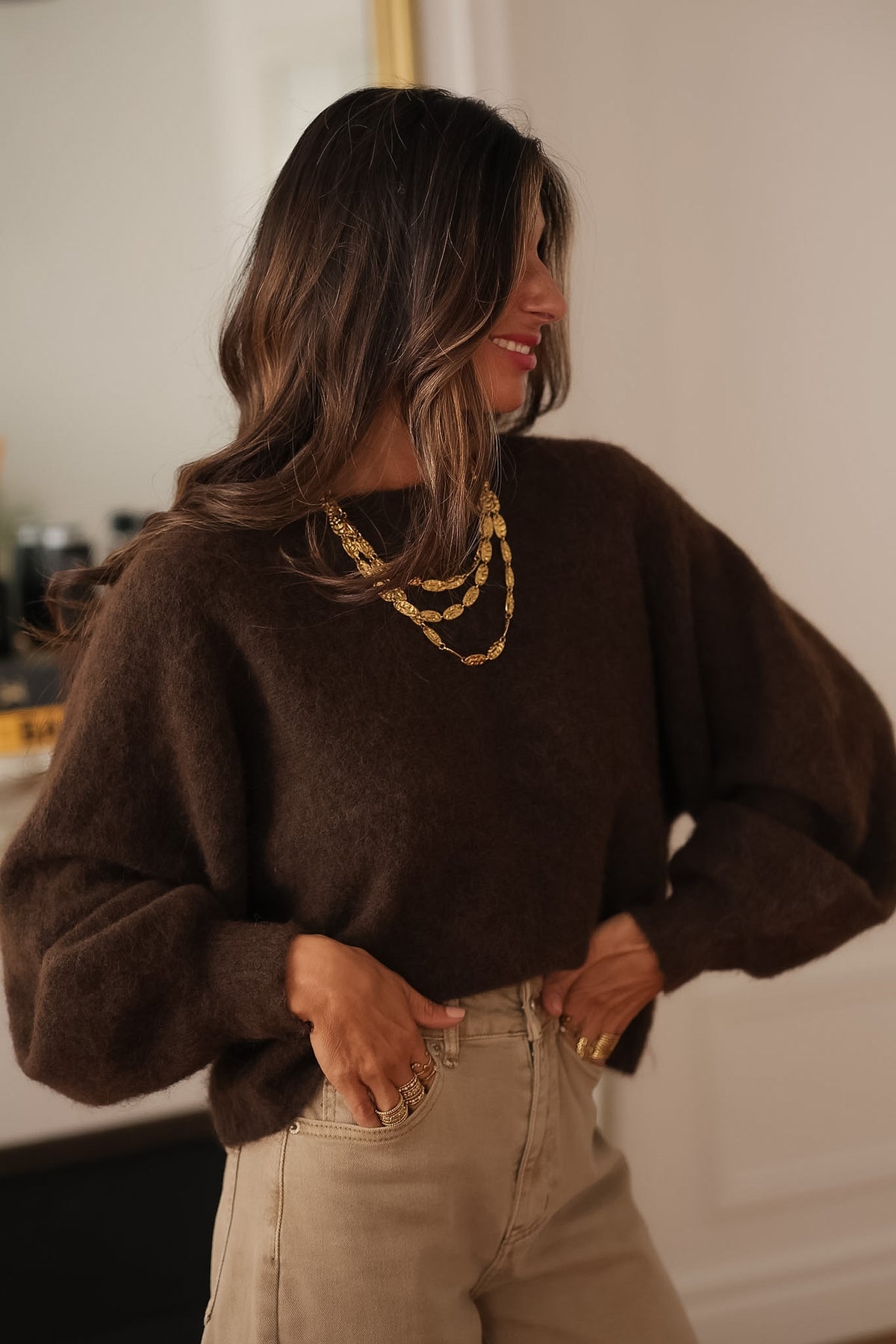 Pull Oria marron