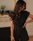 Combi short femme noir fermeture asymétrique du col (vue 4)