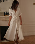 Robe longue femme écrue en jean col V boutonnée Jola (vue 6)