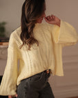 Pull femme jaune col montant torsadé taille unique (vue 7)