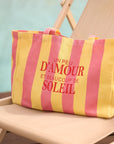 Cabas Soleil grand format rose et jaune