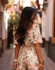 Combi-short femme imprimé fleuri avec lien à nouer (vue 8)