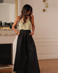 Pantalon femme noir coupe large taille ajustée avec poches (vue 9)