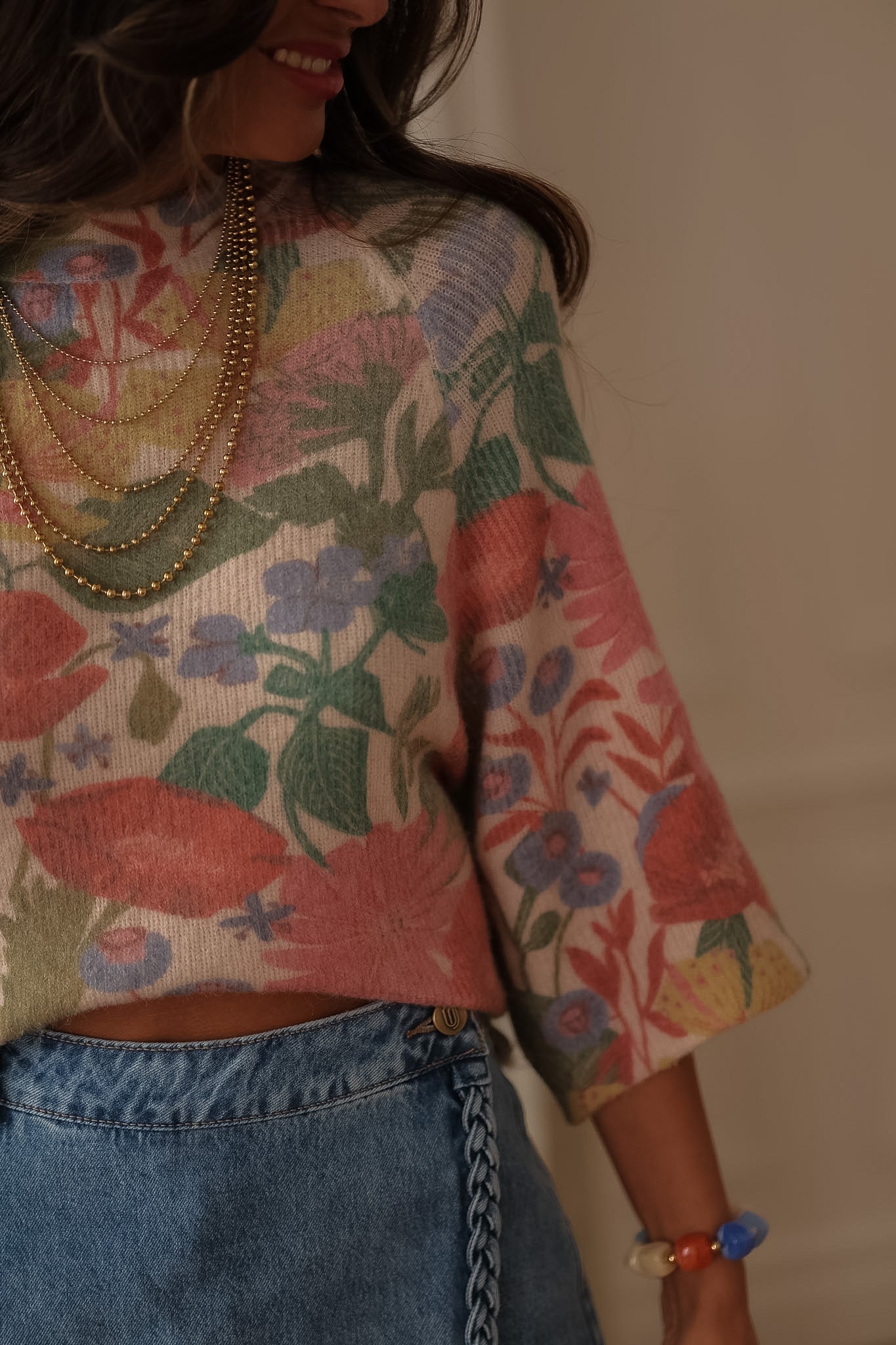 Pull Jade à fleurs