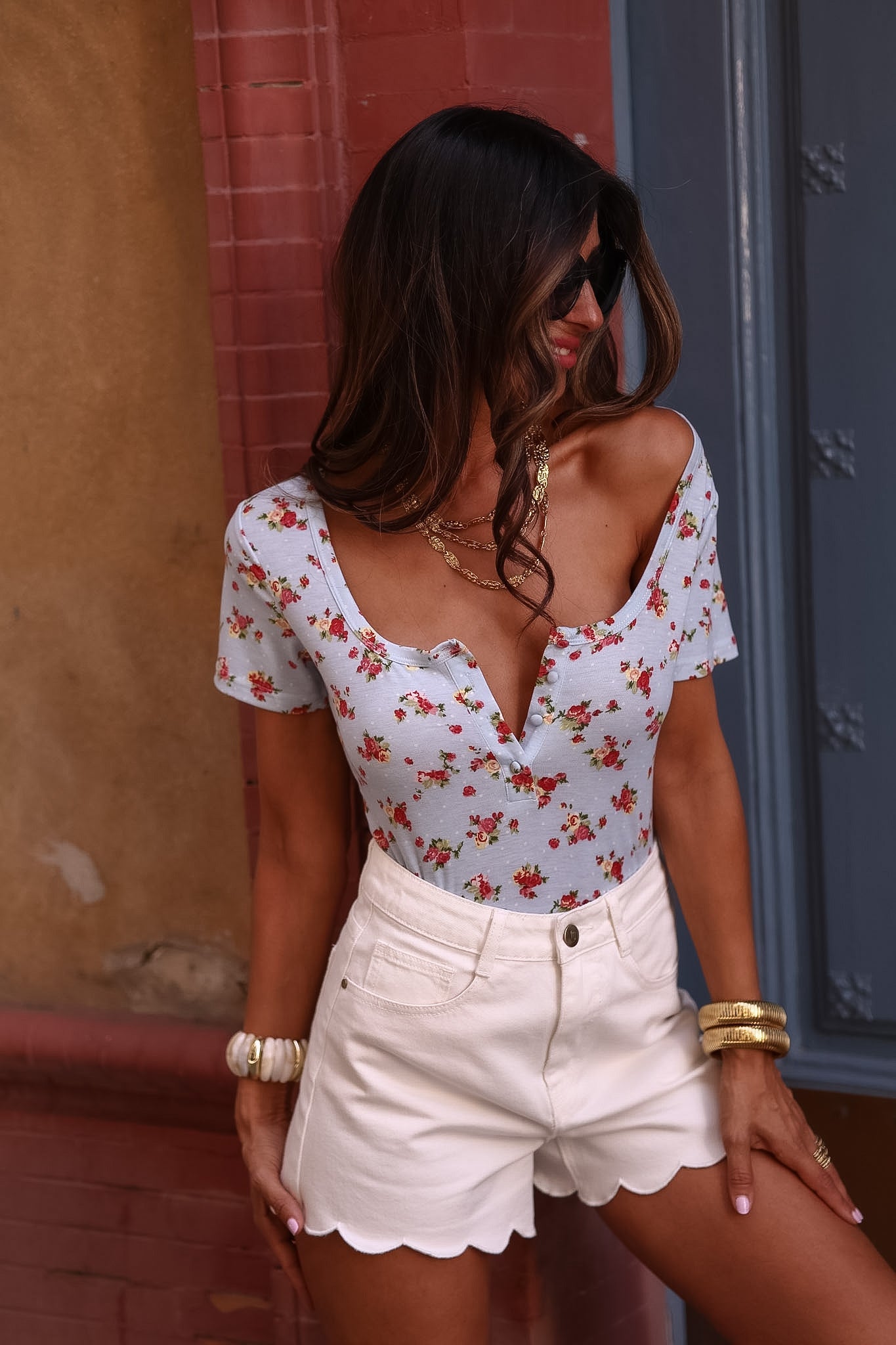 Top Camille bleu