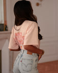 T-shirt femme rose clair motif Only positive vibes imprimé au dos (vue 4)