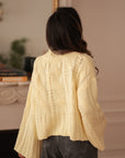 Pull femme jaune col montant torsadé taille unique (vue 9)