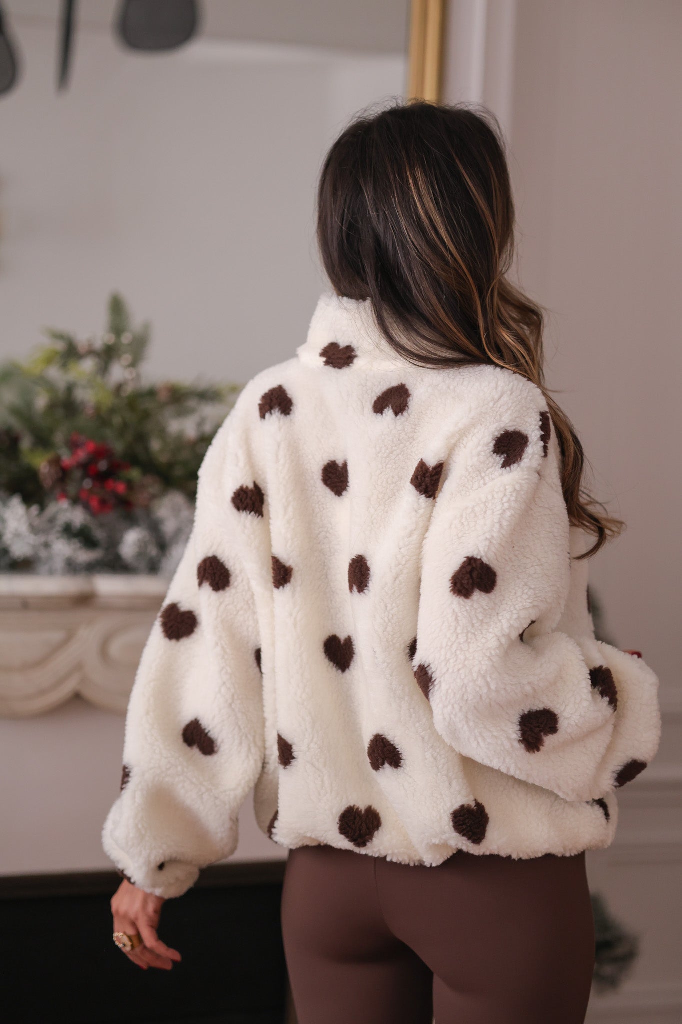 Polaire cœur écru et choco