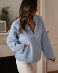 Polaire femme bleue à zip col montant (vue 5)