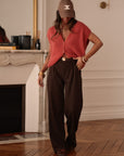 Gilet terracotta sans manches en mohair Noa (vue 3)