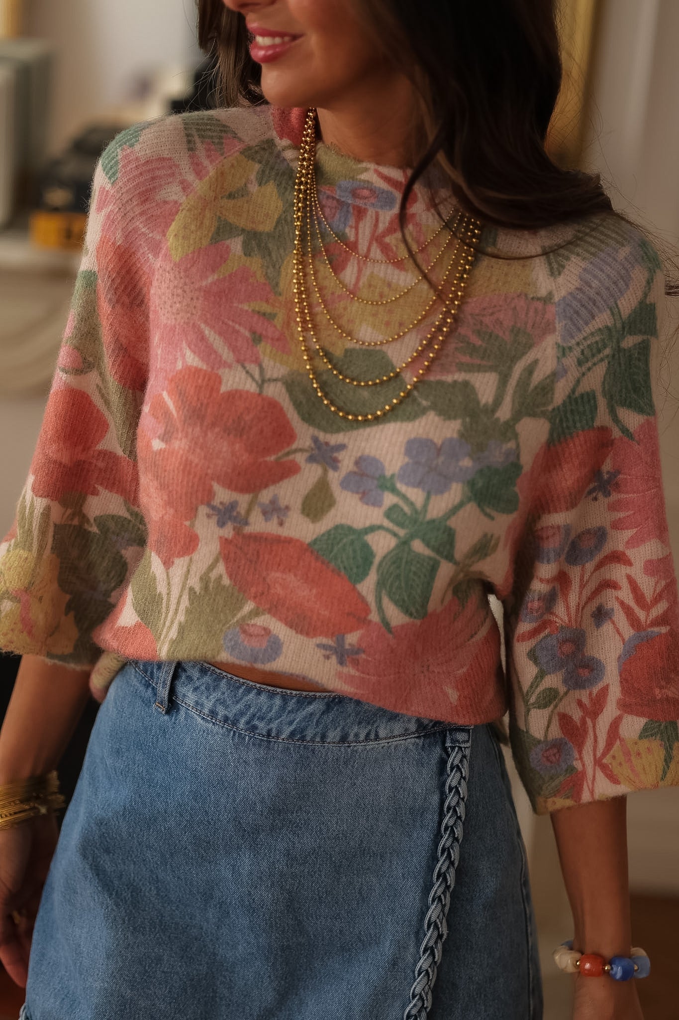 Pull Jade à fleurs