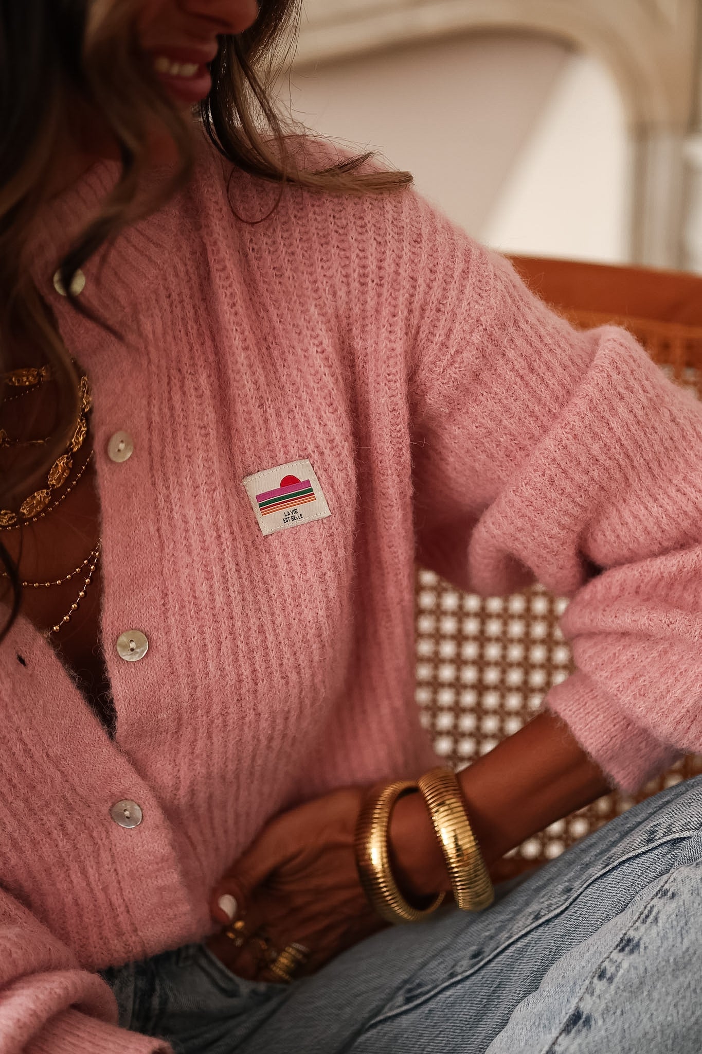Gilet Flavie rose