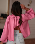 Blouse femme rose dos nu manches 3/4 (vue 7)