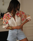 Chemise Poppy écrue imprimée coupe fluide loose