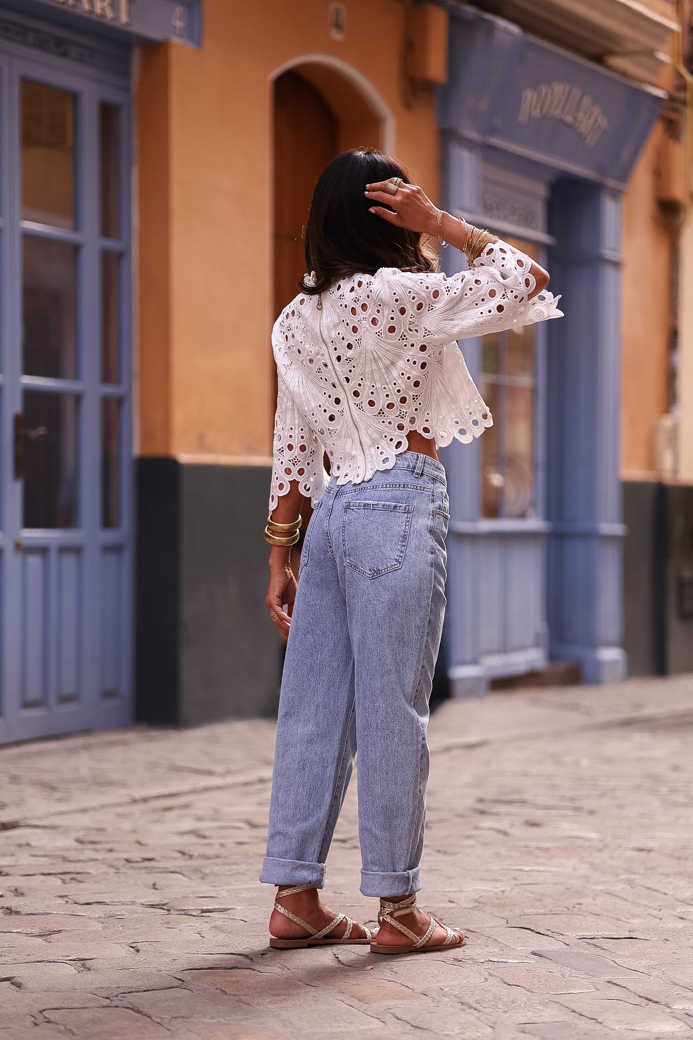 Jean Octave bleu clair, coupe mom taille mi-haute (vue 3)
