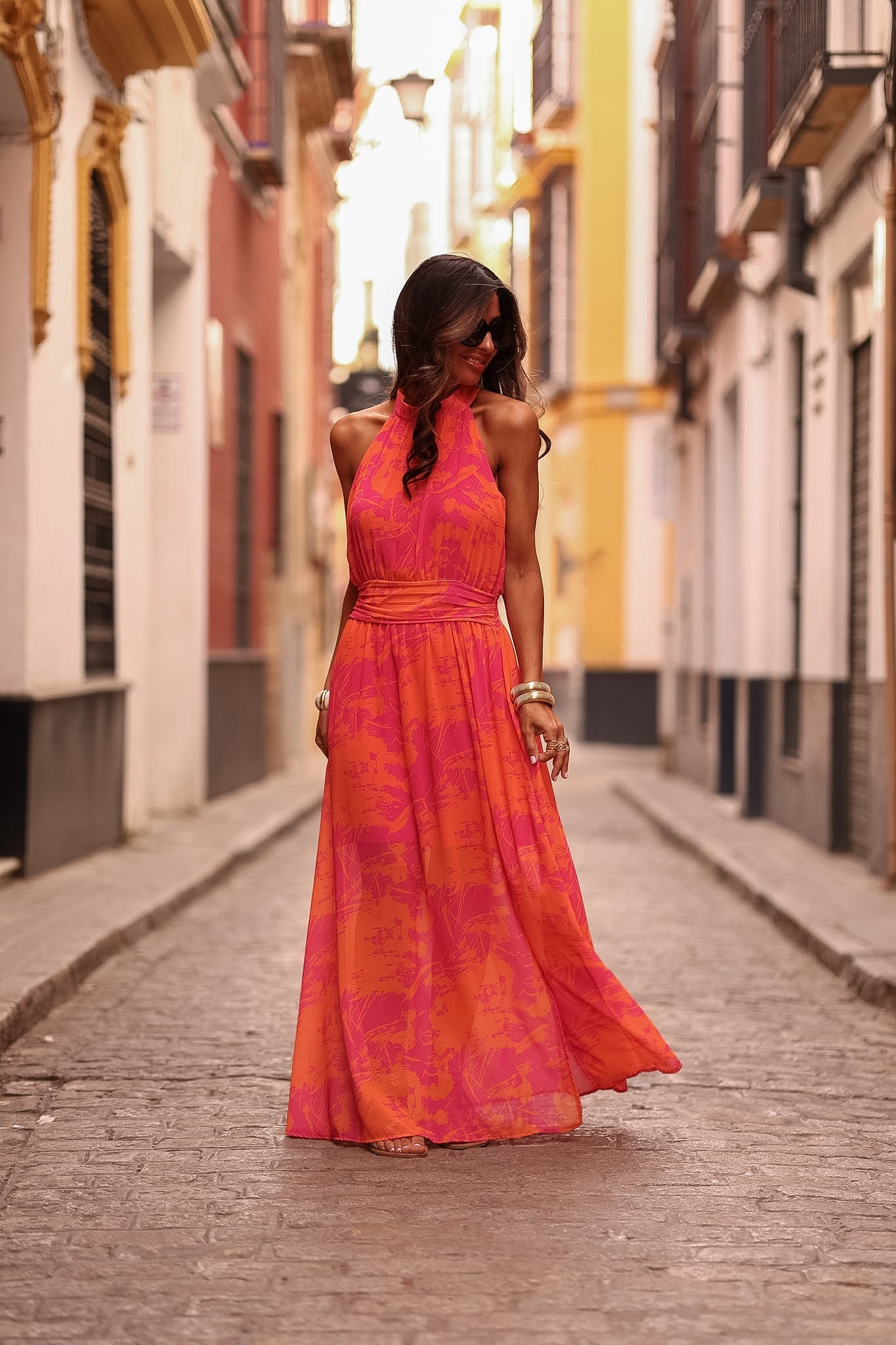 Robe Laly rose et orange