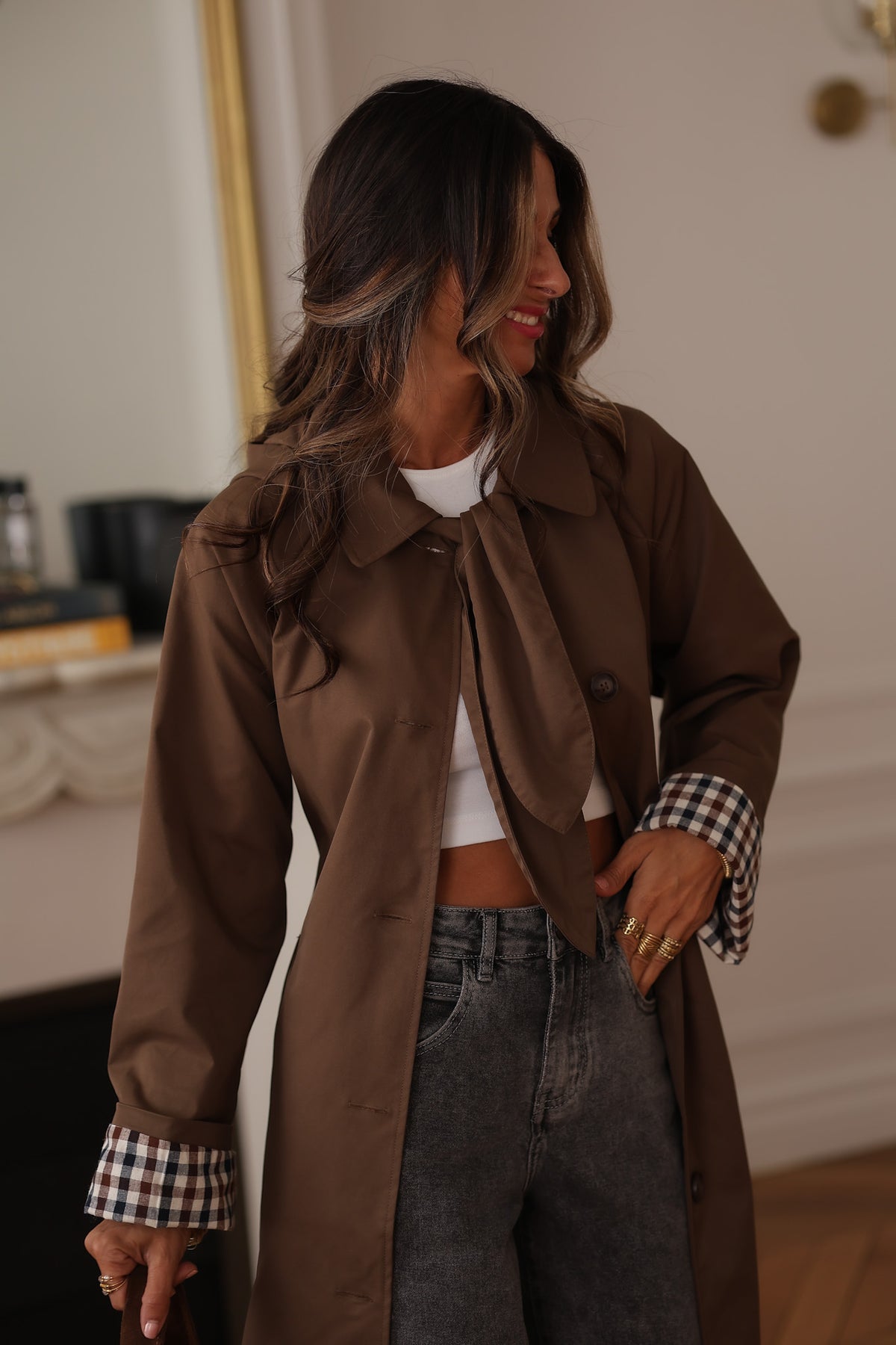 Trench long Sixtine marron