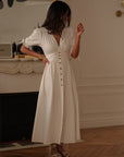 Robe longue femme écrue en jean col V boutonnée Jola (vue 7)