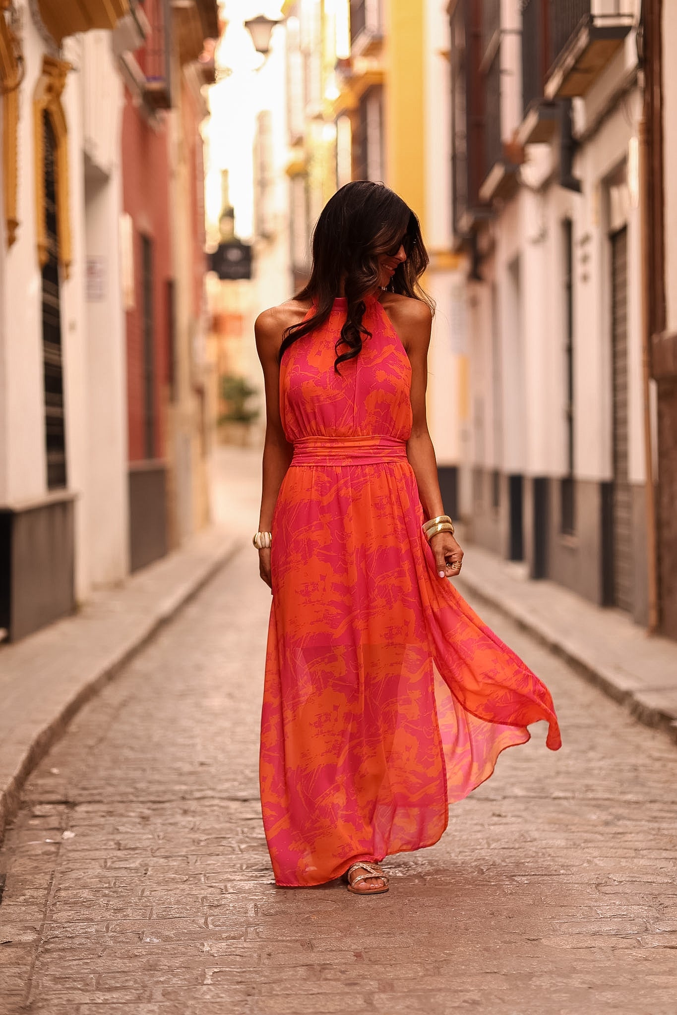 Robe Laly rose et orange