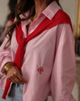 Chemise femme Sully en coton à rayures avec faux pull amovible (vue 4)