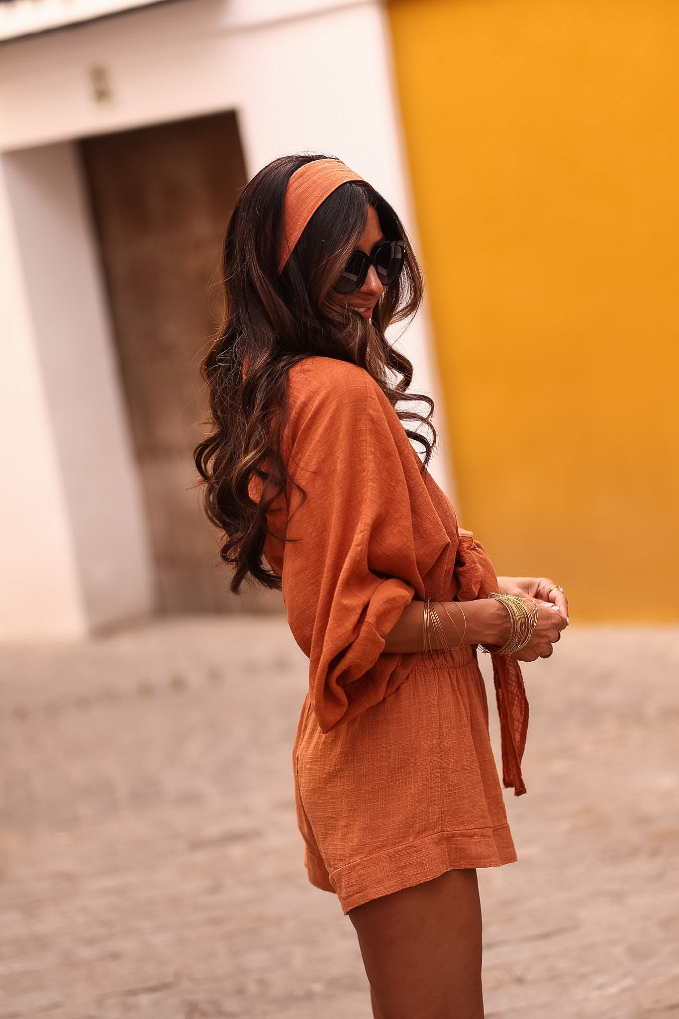Ensemble Belize terracotta, top noué, short et bandeau (vue 6)