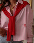 Chemise Sully en coton à rayures avec faux pull amovible