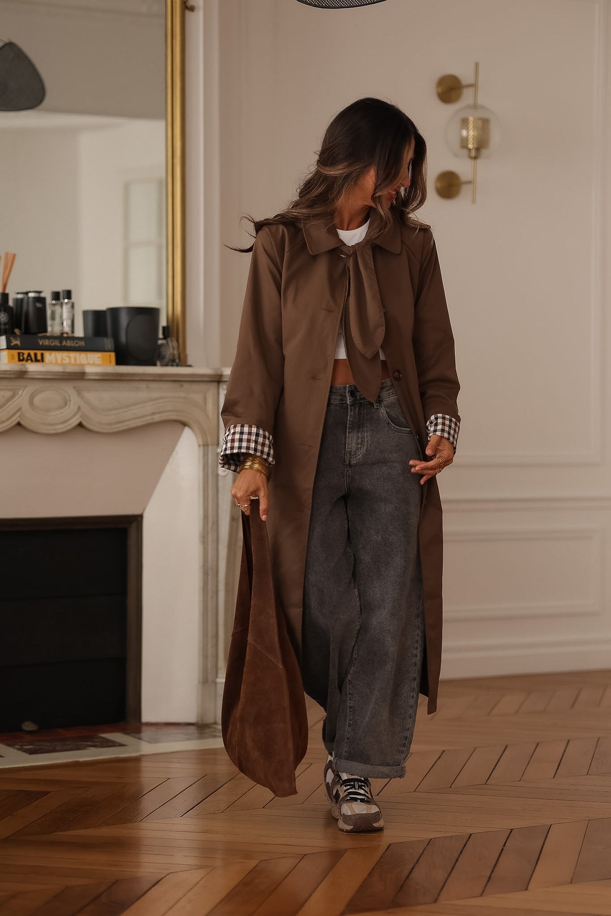 Trench long Sixtine marron