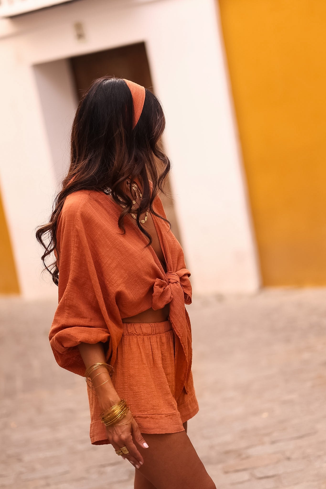 Ensemble Belize terracotta, top noué, short et bandeau (vue 5)