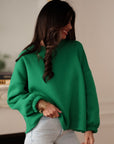 Sweat femme vert Matcha latte col rond (vue 3)