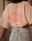 T-shirt femme rose clair motif Only positive vibes imprimé au dos (vue 6)