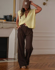 Gilet femme sans manches jaune en mohair (vue 4)