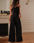 Ensemble Pia noir pantalon fluide et bustier chic élégant