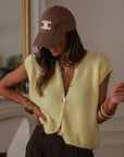 Gilet Noa sans manches jaune en mohair