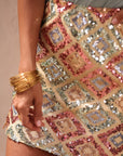 Jupe Aurea jupe femme sequins multicolore courte taille elastique