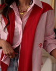 Chemise femme Sully en coton à rayures avec faux pull amovible (vue 5)