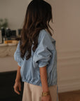 Veste femme en jean bleu clair en coton Melly (vue 9)