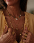 Collier femme à trois rangs doré blanc et vert (vue 4)