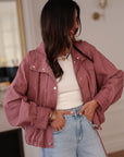 Veste Melly en jean rose foncé zippée avec poches