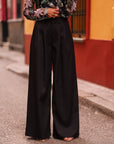 Pantalon Rafael noir large taille haute