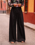 Pantalon femme noir large taille haute Rafael (vue 3)