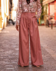 Pantalon Rafael rose terracotta, coupe large à pinces (vue 6)